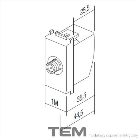 GNIAZDO ANTENOWE SAT KOŃCOWE 1M BIAŁY-POŁYSK KM16PW